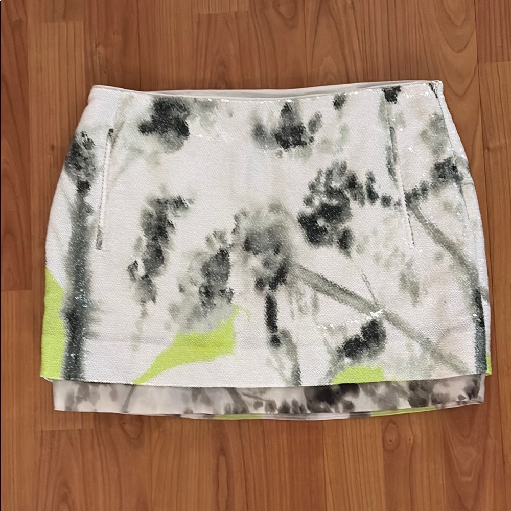 Diane Von Furstenberg White Gray Mini Pencil Skirt